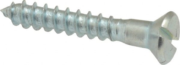 #10, 1-1/4″ OAL, Slotted Drive, Flat Head Wood Screw Zinc Plated Steel, Grade 2