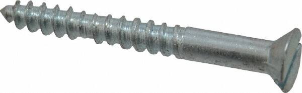 Value Collection - #10, 1-3/4" OAL, Slotted Drive, Flat Head Wood Screw - Zinc Plated Steel, Grade 2 - Americas Industrial Supply