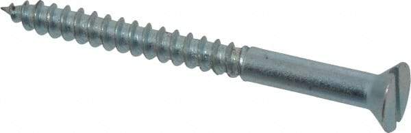 Value Collection - #10, 2-1/4" OAL, Slotted Drive, Flat Head Wood Screw - Zinc Plated Steel, Grade 2 - Americas Industrial Supply