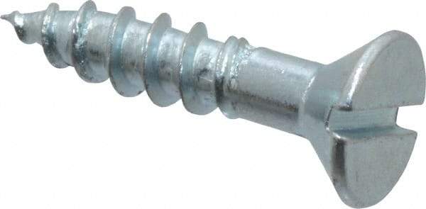 Value Collection - #12, 1" OAL, Slotted Drive, Flat Head Wood Screw - Zinc Plated Steel, Grade 2 - Americas Industrial Supply