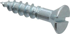 Value Collection - #12, 1" OAL, Slotted Drive, Flat Head Wood Screw - Zinc Plated Steel, Grade 2 - Americas Industrial Supply