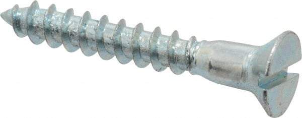 Value Collection - #12, 1-1/2" OAL, Slotted Drive, Flat Head Wood Screw - Zinc Plated Steel, Grade 2 - Americas Industrial Supply