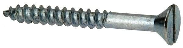 Value Collection - #12, 2" OAL, Slotted Drive, Flat Head Wood Screw - Zinc Plated Steel, Grade 2 - Americas Industrial Supply