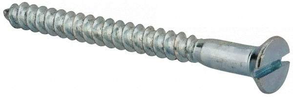 Value Collection - #12, 2-1/2" OAL, Slotted Drive, Flat Head Wood Screw - Zinc Plated Steel, Grade 2 - Americas Industrial Supply