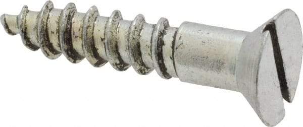 Value Collection - #14, 1-1/4" OAL, Slotted Drive, Flat Head Wood Screw - Zinc Plated Steel, Grade 2 - Americas Industrial Supply