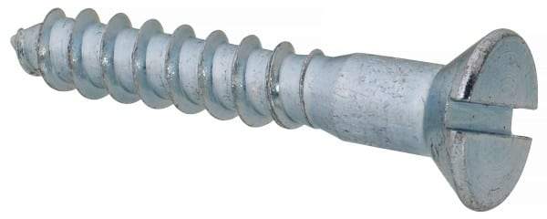 Value Collection - #14, 1-1/2" OAL, Slotted Drive, Flat Head Wood Screw - Zinc Plated Steel, Grade 2 - Americas Industrial Supply
