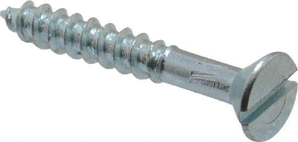 Value Collection - #14, 1-3/4" OAL, Slotted Drive, Flat Head Wood Screw - Zinc Plated Steel, Grade 2 - Americas Industrial Supply