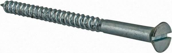 Value Collection - #14, 3-1/2" OAL, Slotted Drive, Flat Head Wood Screw - Zinc Plated Steel, Grade 2 - Americas Industrial Supply
