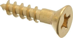 Value Collection - #12, 1" OAL, Phillips Drive, Flat Head Wood Screw - Brass - Americas Industrial Supply