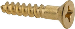 Value Collection - #12, 1-1/4" OAL, Phillips Drive, Flat Head Wood Screw - Brass - Americas Industrial Supply