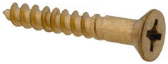 Value Collection - #12, 1-1/2" OAL, Phillips Drive, Flat Head Wood Screw - Brass - Americas Industrial Supply