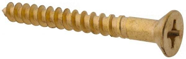Value Collection - #12, 2" OAL, Phillips Drive, Flat Head Wood Screw - Brass - Americas Industrial Supply