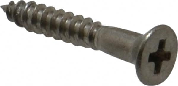 Value Collection - #4, 3/4" OAL, Phillips Drive, Flat Head Wood Screw - Stainless Steel, Grade 18-8 - Americas Industrial Supply