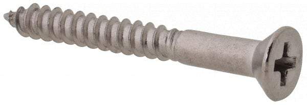 Value Collection - #4, 1" OAL, Phillips Drive, Flat Head Wood Screw - Stainless Steel, Grade 18-8 - Americas Industrial Supply