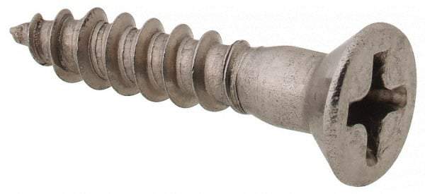 Value Collection - #6, 3/4" OAL, Phillips Drive, Flat Head Wood Screw - Stainless Steel, Grade 18-8 - Americas Industrial Supply