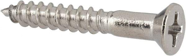 Value Collection - #6, 1" OAL, Phillips Drive, Flat Head Wood Screw - Stainless Steel, Grade 18-8 - Americas Industrial Supply