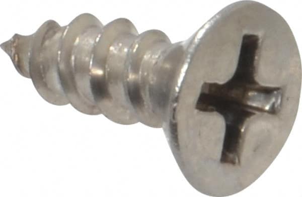 Value Collection - #8, 1/2" OAL, Phillips Drive, Flat Head Wood Screw - Stainless Steel, Grade 18-8 - Americas Industrial Supply