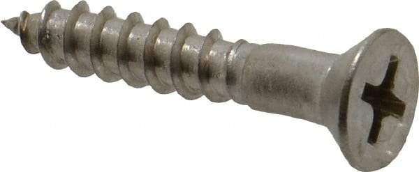 Value Collection - #8, 1" OAL, Phillips Drive, Flat Head Wood Screw - Stainless Steel, Grade 18-8 - Americas Industrial Supply