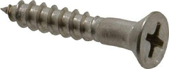 Value Collection - #8, 1" OAL, Phillips Drive, Flat Head Wood Screw - Stainless Steel, Grade 18-8 - Americas Industrial Supply