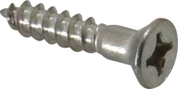 Value Collection - #10, 1" OAL, Phillips Drive, Flat Head Wood Screw - Stainless Steel, Grade 18-8 - Americas Industrial Supply