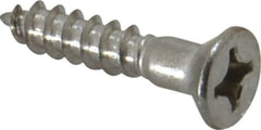 Value Collection - #10, 1" OAL, Phillips Drive, Flat Head Wood Screw - Stainless Steel, Grade 18-8 - Americas Industrial Supply