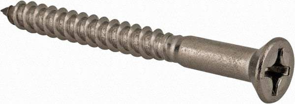Value Collection - #10, 2" OAL, Phillips Drive, Flat Head Wood Screw - Stainless Steel, Grade 18-8 - Americas Industrial Supply