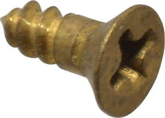 Value Collection - #2, 1/4" OAL, Phillips Drive, Flat Head Wood Screw - Brass - Americas Industrial Supply