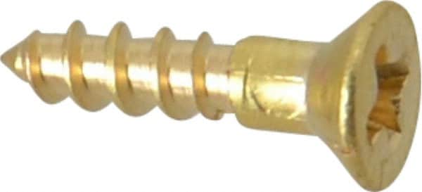 Value Collection - #2, 3/8" OAL, Phillips Drive, Flat Head Wood Screw - Brass - Americas Industrial Supply