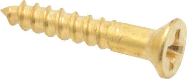 Value Collection - #2, 1/2" OAL, Phillips Drive, Flat Head Wood Screw - Brass - Americas Industrial Supply