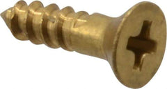 Value Collection - #3, 3/8" OAL, Phillips Drive, Flat Head Wood Screw - Brass - Americas Industrial Supply