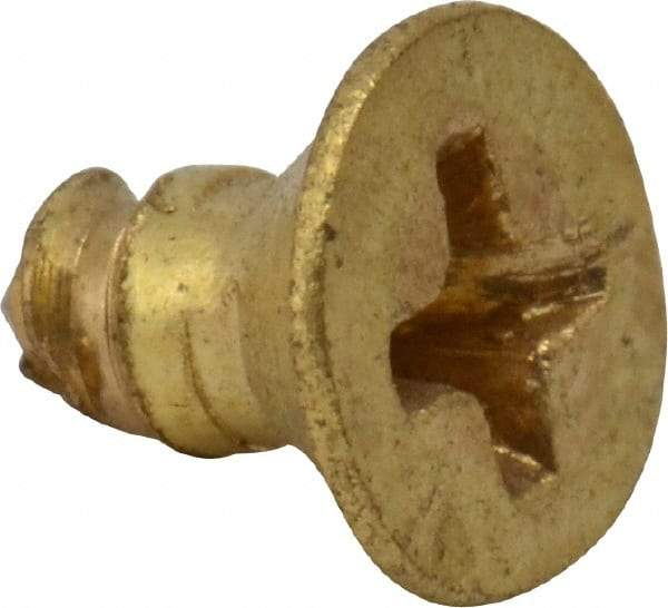 Value Collection - #4, 1/4" OAL, Phillips Drive, Flat Head Wood Screw - Brass - Americas Industrial Supply