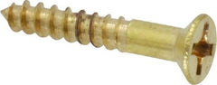 Value Collection - #5, 3/4" OAL, Phillips Drive, Flat Head Wood Screw - Brass - Americas Industrial Supply