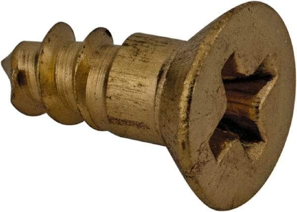 Value Collection - #6, 3/8" OAL, Phillips Drive, Flat Head Wood Screw - Brass - Americas Industrial Supply
