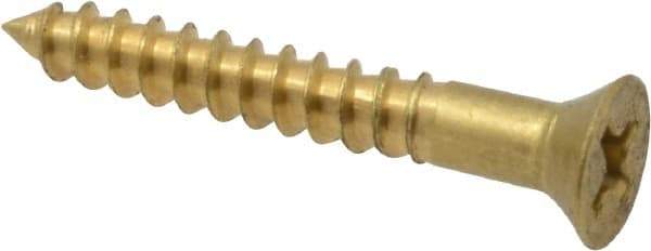 Value Collection - #6, 1" OAL, Phillips Drive, Flat Head Wood Screw - ASME B18.6.1, Brass - Americas Industrial Supply