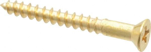 Value Collection - #6, 1-1/4" OAL, Phillips Drive, Flat Head Wood Screw - ASME B18.6.1, Brass - Americas Industrial Supply