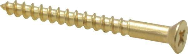Value Collection - #6, 1-1/2" OAL, Phillips Drive, Flat Head Wood Screw - ASME B18.6.1, Brass - Americas Industrial Supply