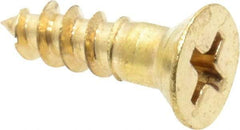 Value Collection - #8, 5/8" OAL, Phillips Drive, Flat Head Wood Screw - Brass - Americas Industrial Supply