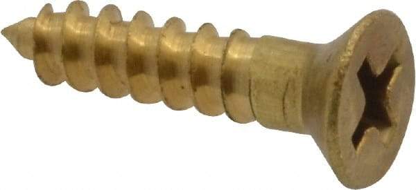 Value Collection - #8, 3/4" OAL, Phillips Drive, Flat Head Wood Screw - ASME B18.6.1, Brass - Americas Industrial Supply