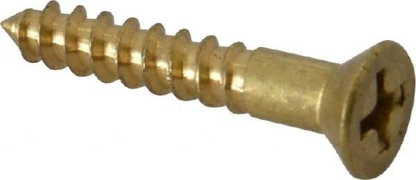 Value Collection - #8, 1" OAL, Phillips Drive, Flat Head Wood Screw - ASME B18.6.1, Brass - Americas Industrial Supply