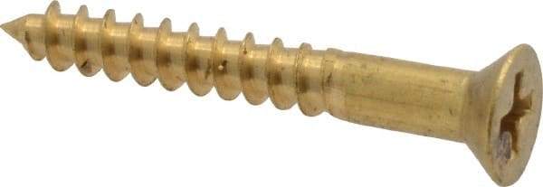 Value Collection - #8, 1-1/4" OAL, Phillips Drive, Flat Head Wood Screw - ASME B18.6.1, Brass - Americas Industrial Supply