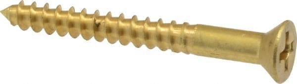 Value Collection - #8, 1-1/2" OAL, Phillips Drive, Flat Head Wood Screw - ASME B18.6.1, Brass - Americas Industrial Supply