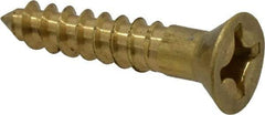 Value Collection - #10, 1" OAL, Phillips Drive, Flat Head Wood Screw - ASME B18.6.1, Brass - Americas Industrial Supply