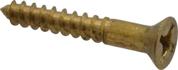 Value Collection - #10, 1-1/4" OAL, Phillips Drive, Flat Head Wood Screw - ASME B18.6.1, Brass - Americas Industrial Supply