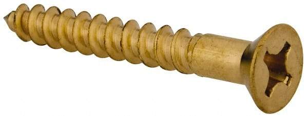 Value Collection - #10, 1-1/2" OAL, Phillips Drive, Flat Head Wood Screw - Brass - Americas Industrial Supply