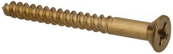 Value Collection - #10, 2" OAL, Phillips Drive, Flat Head Wood Screw - Brass - Americas Industrial Supply