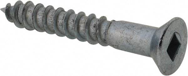 Value Collection - #12, 1-1/2" OAL, Square Drive, Flat Head Wood Screw - Zinc Plated Steel, Grade 2 - Americas Industrial Supply