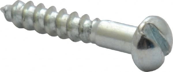 Value Collection - #2, 1/2" Length Under Head, Slotted Drive, Round Head Wood Screw - Zinc Plated Steel, Grade 2 - Americas Industrial Supply