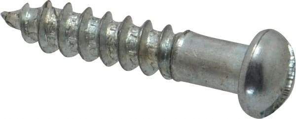 Value Collection - #5, 5/8" Length Under Head, Slotted Drive, Round Head Wood Screw - Zinc Plated Steel, Grade 2 - Americas Industrial Supply