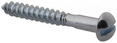 Value Collection - #5, 1" Length Under Head, Slotted Drive, Round Head Wood Screw - Zinc Plated Steel, Grade 2 - Americas Industrial Supply