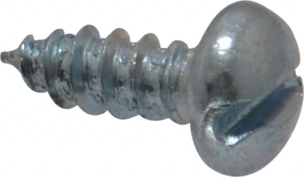 Value Collection - #6, 3/8" Length Under Head, Slotted Drive, Round Head Wood Screw - Zinc Plated Steel, Grade 2 - Americas Industrial Supply